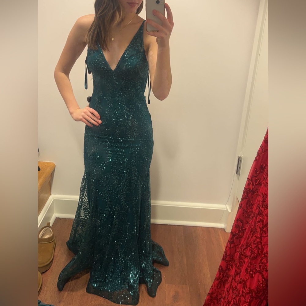 emerald green prom/ pageant dress